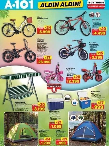 A101 KATALOG 16 TEMMUZ 2026: A101 Aldın Aldın afişinde yeni indirimler neler A101 broşürü ile elektrikli araç, overlok makinesi, derin dondurucu, akıllı kamera, gölgelikli salıncak...