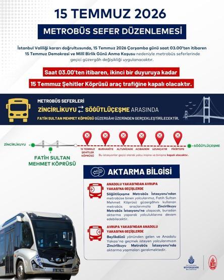 15 TEMMUZ KAPALI METROBÜS DURAKLARI: 15 Temmuzda Hangi Metrobüs Durakları Kapalı Duraklar Ne Zaman Açılacak İETT Duyurdu