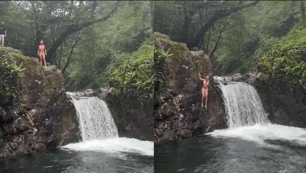 Melisa Döngel’in Rize tatili renkli görüntülere sahne oldu Şelaleden atladı, horon tepti