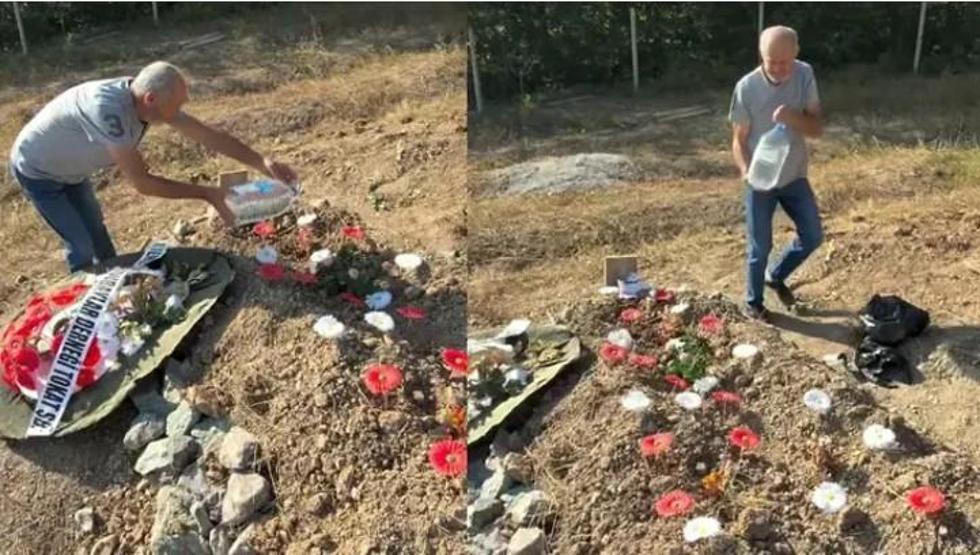 Eren Kaşıkçı’nın Babasından Yürek Burkan Veda Oğlunun Mezarındaki Çiçekleri Suladı