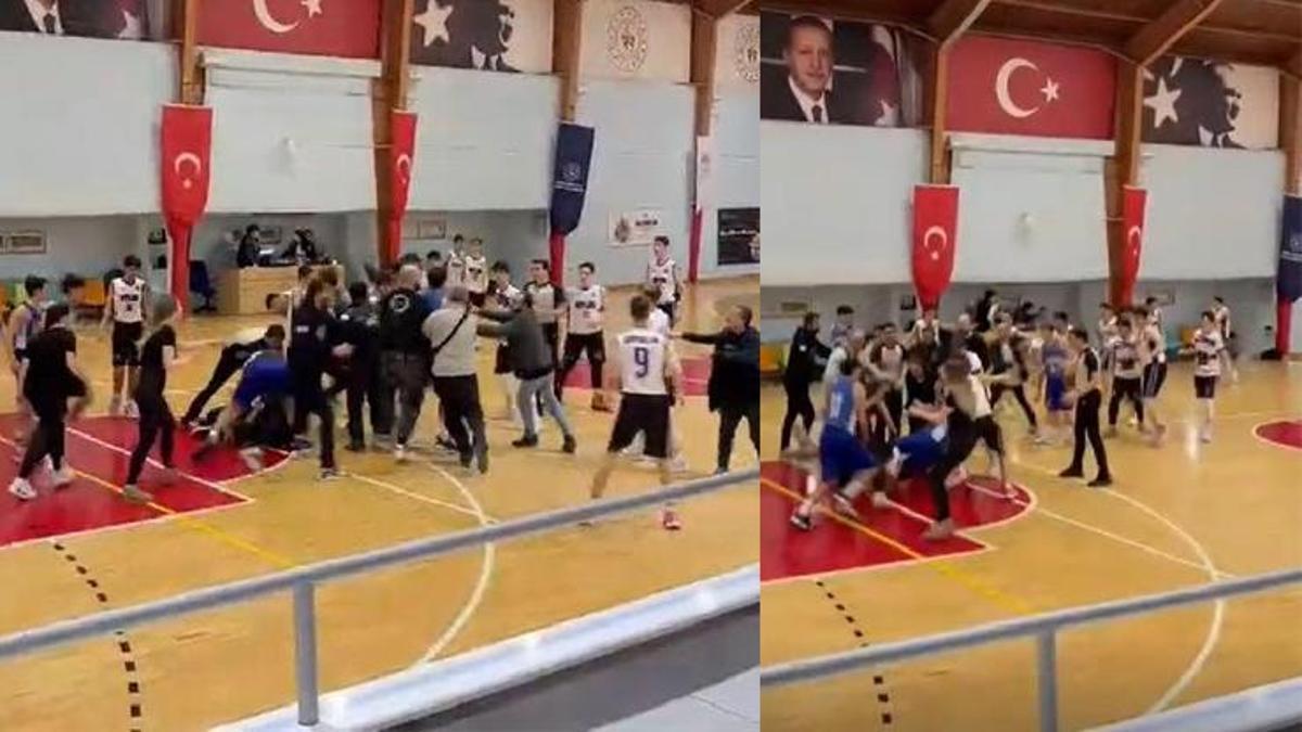 U16 maçında basket sahası boks ringine döndü; 1 oyuncunun dişleri kırıldı