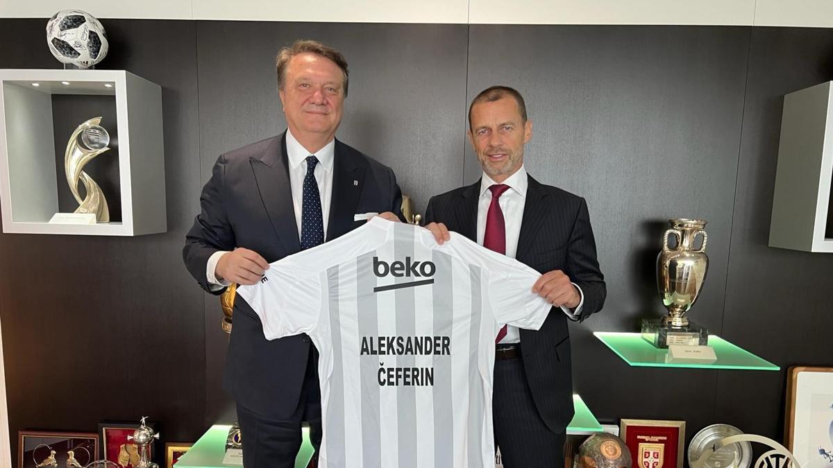 Hasan Arat, Cenevrede UEFA Başkanı Aleksander Ceferin ile buluştu
