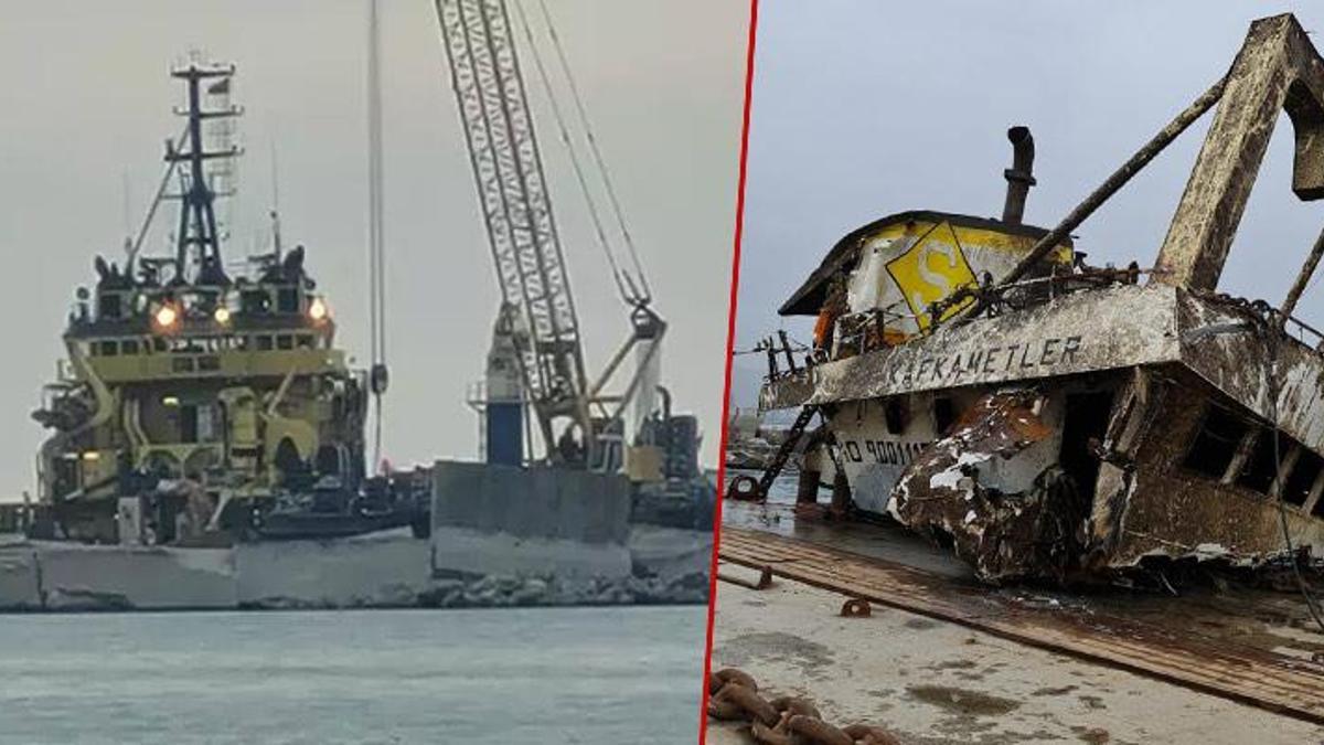 Zonguldak'ta batmıştı 'Kafkametler' gemisinin kaptan köşkü denizden çıkarıldı