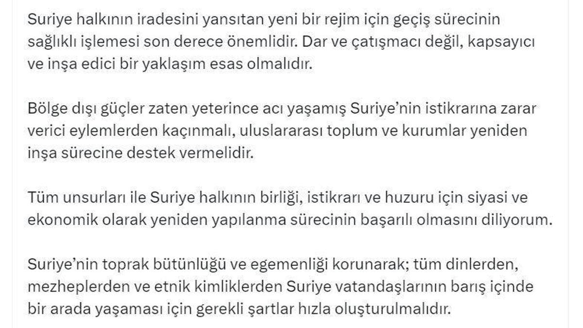 Cevdet Yılmaz: Suriye'de güvenli ortamın tesisi ile gönüllü dönüş sağlanmış olacak