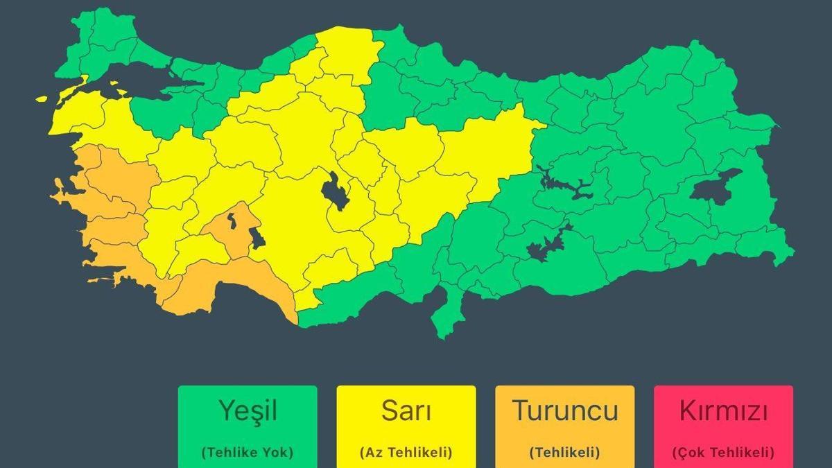 İçişleri Bakanlığı'ndan 6 ile turuncu kodlu yağış uyarısı