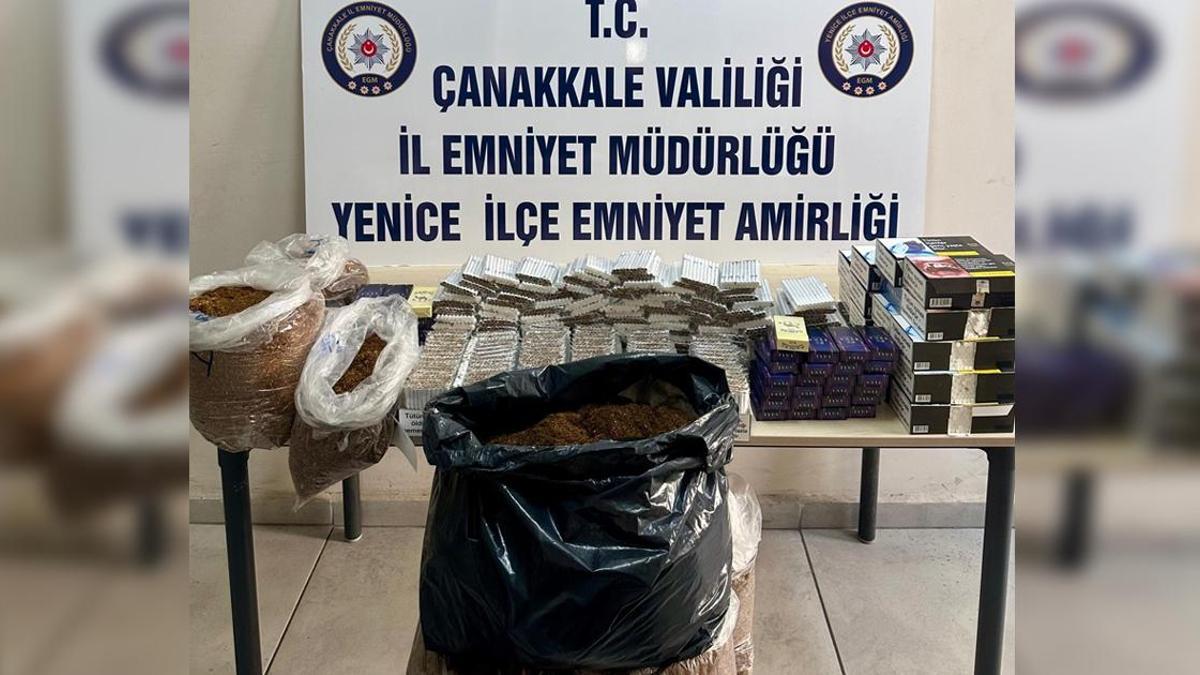Çanakkale Yenice'de 21 kilo tütün ve binlerce makaron ele geçirildi