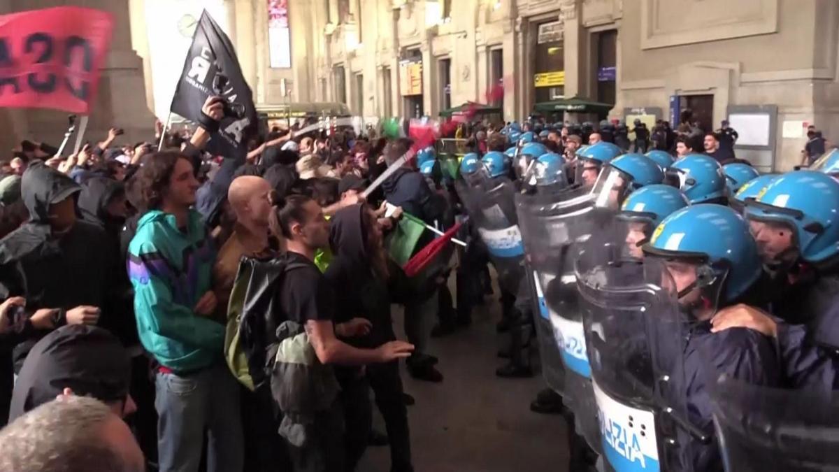 İtalya'da Gazze grevinde arbede