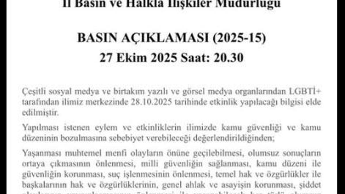 Çanakkale'de LGBTİ etkinlikleri yasaklandı