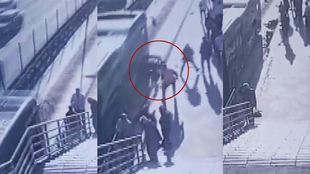 Metrobüs yolunda kaza | Tekerlekli sandalyedeki kişi yola düştü! O anlar kamerada