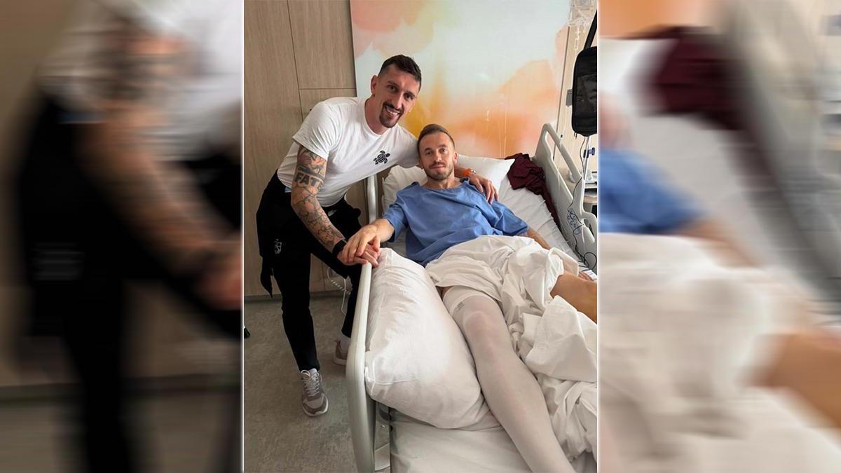 Stefan Savic, ayak bileğinden sakatlanan Edin Visca’yı ziyaret etti