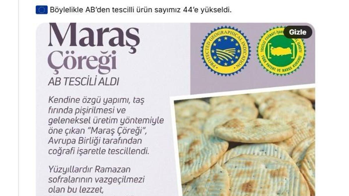 Maraş çöreğine AB'den coğrafi işaret tescili