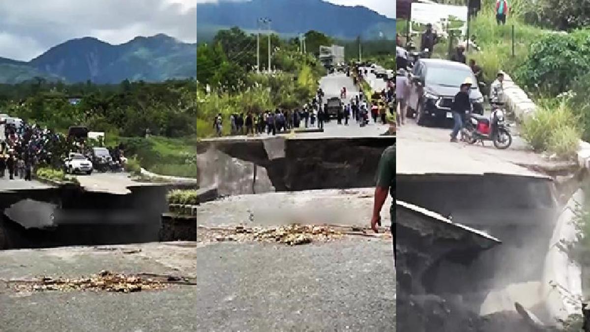 Endonezyada yol böyle çöktü! Felaket anı kamerada