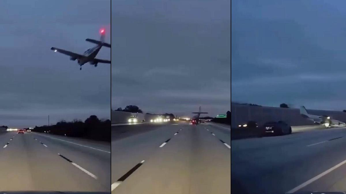 Uçak acil iniş yaptı, araca çarptı! O anlar... - | Video