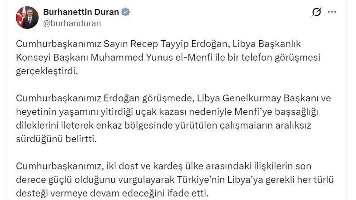 Cumhurbaşkanı Erdoğan, Libya Başkanlık Konseyi Başkanı Menfi ile görüştü