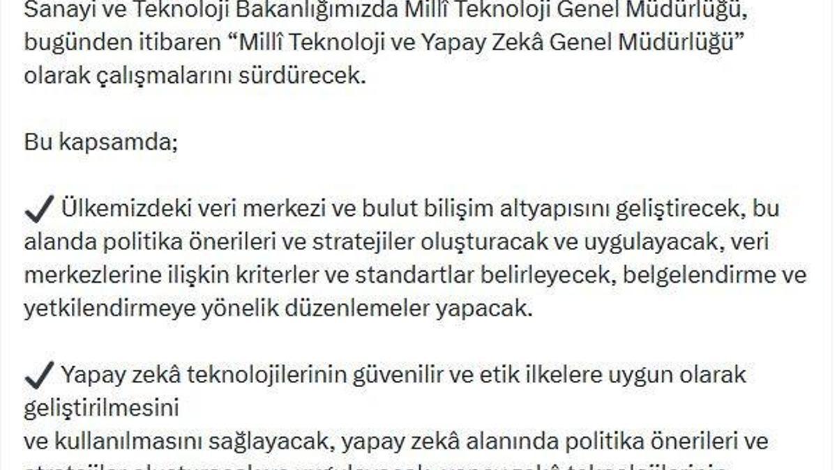 Milli Teknoloji Genel Müdürlüğünün ismi değişti