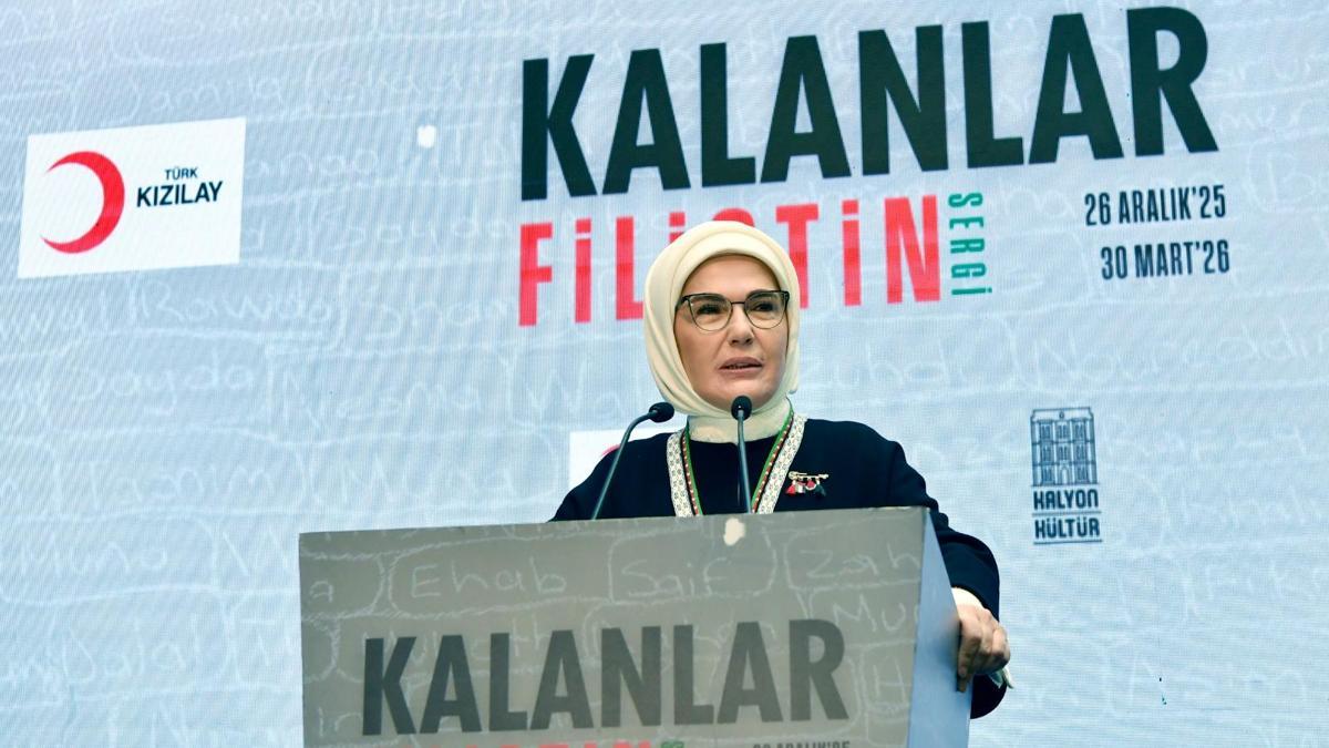 Emine Erdoğan 'Kalanlar' Filistin Sergisi'nin açılışında konuştu: Filistin'i savunmak, insan kalma hakkımızı savunmaktır
