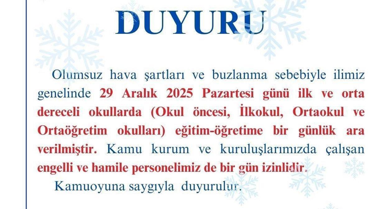 Kırşehir'de eğitime kar engeli