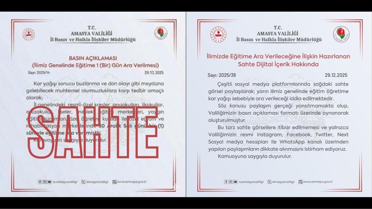 Amasyada sahte kar tatili paylaşımlarına yalanlama