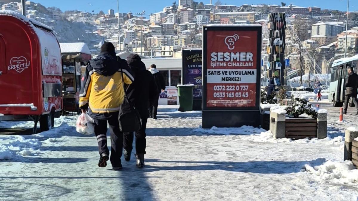 Zonguldakta kar sonrası buzlanma