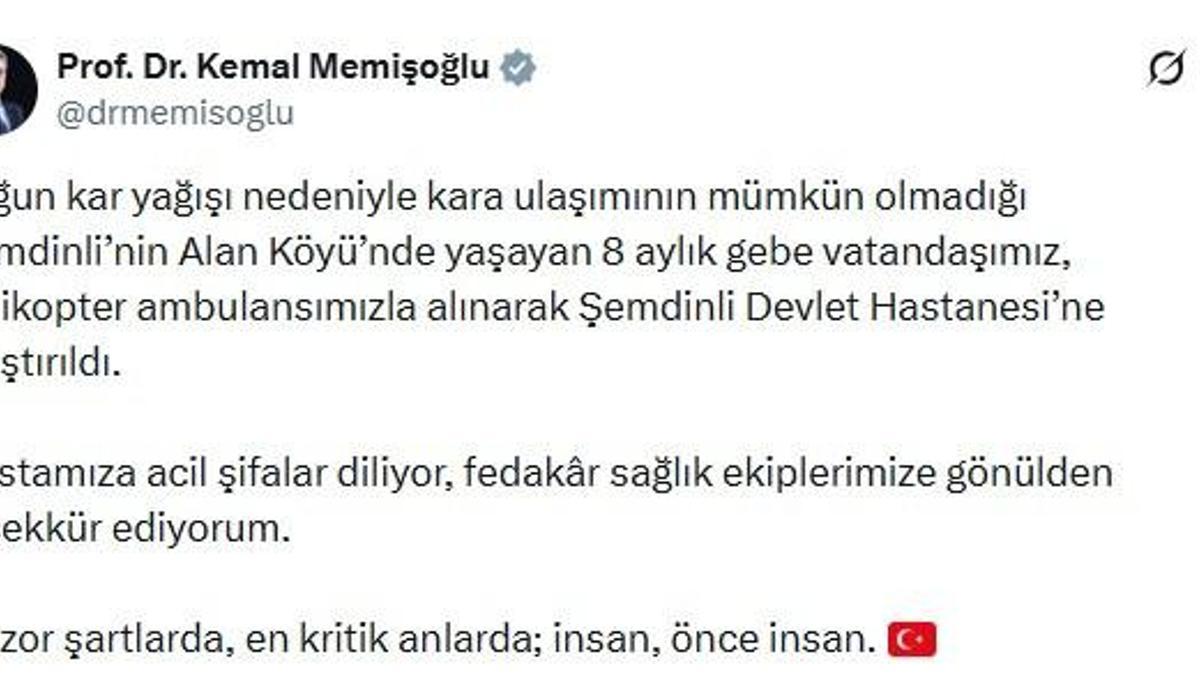 Yolu kapalı köydeki hamile kadın, ambulans helikopterle alındı