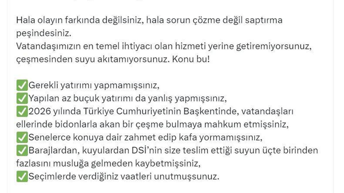 Bakan Yumaklı: Halkımızı susuzlukla, trafikle, çöple, çamurla mağdur etmeyin