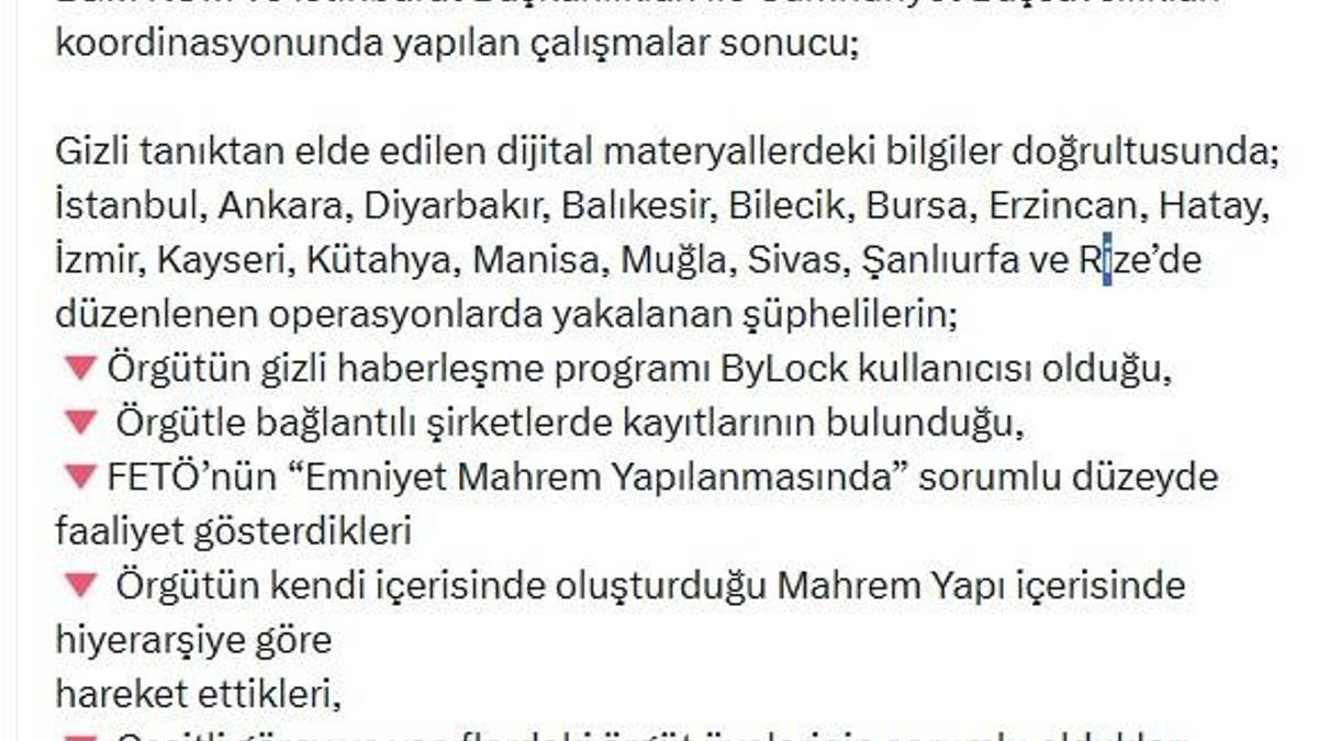 16 ilde FETÖ operasyonları: 81 gözaltı