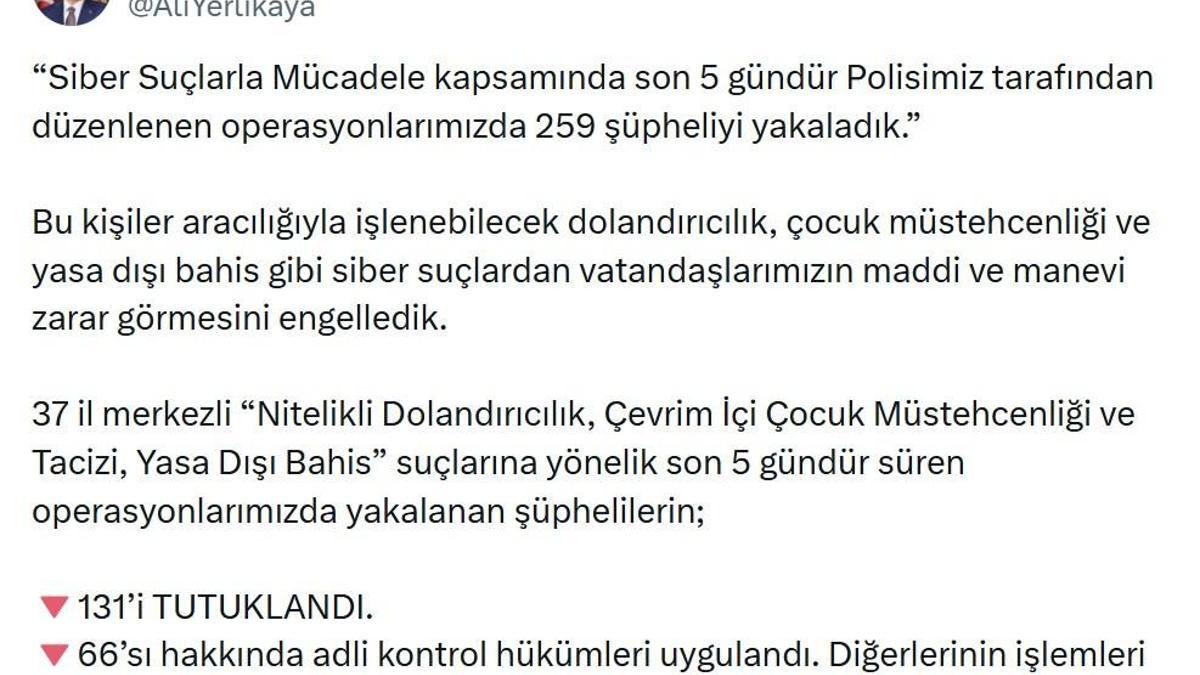 37 il merkezli siber suç operasyonları: 131 tutuklama