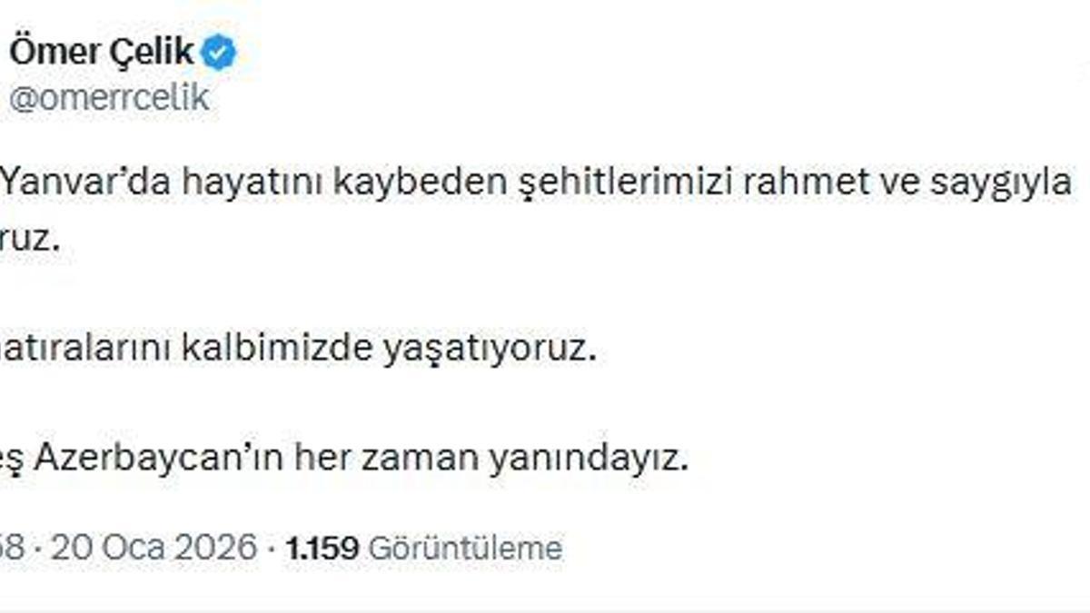 AK Parti'li Çelik: Kanlı Yanvar şehitlerini rahmet ve saygıyla anıyoruz