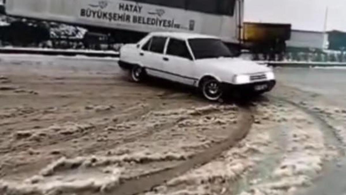 Karlı yolda drift yapan sürücüye 63 bin TL ceza