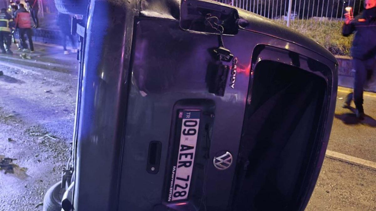 Takla atıp karşı yöne geçen hafif ticari araç, otomobille çarpıştı; 1 ölü, 1 yaralı