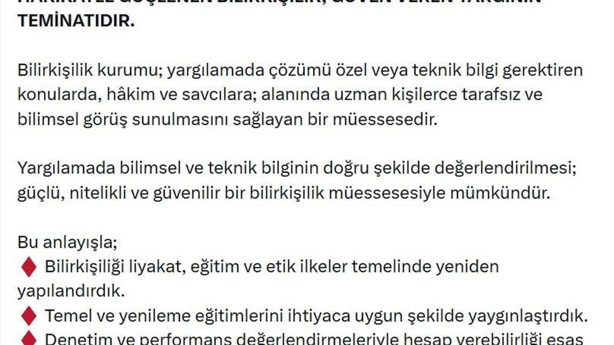 Bakan Tunç: Bilirkişilik başvuru süresini 16 Şubat'a kadar uzattık