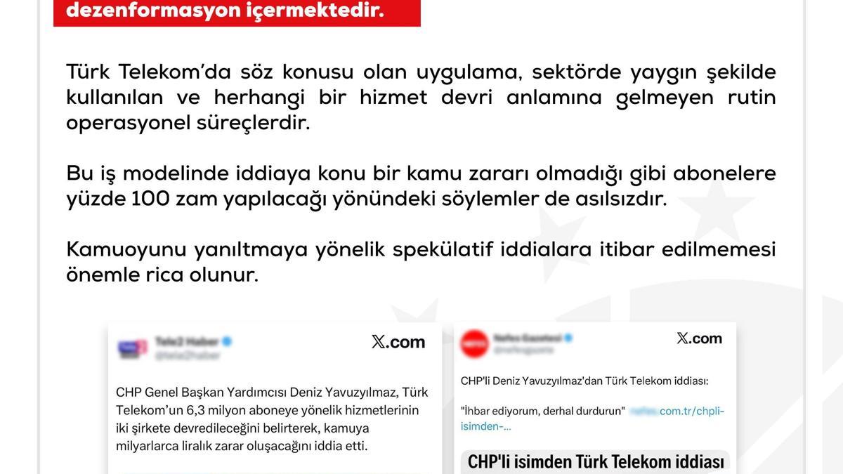 DMM: Türk Telekomun hizmetlerinin özel şirketlere devredileceği iddiası dezenformasyon