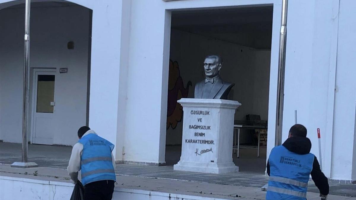 Bodrum'da denetimli serbestlik yükümlülerinden okullarda temizlik