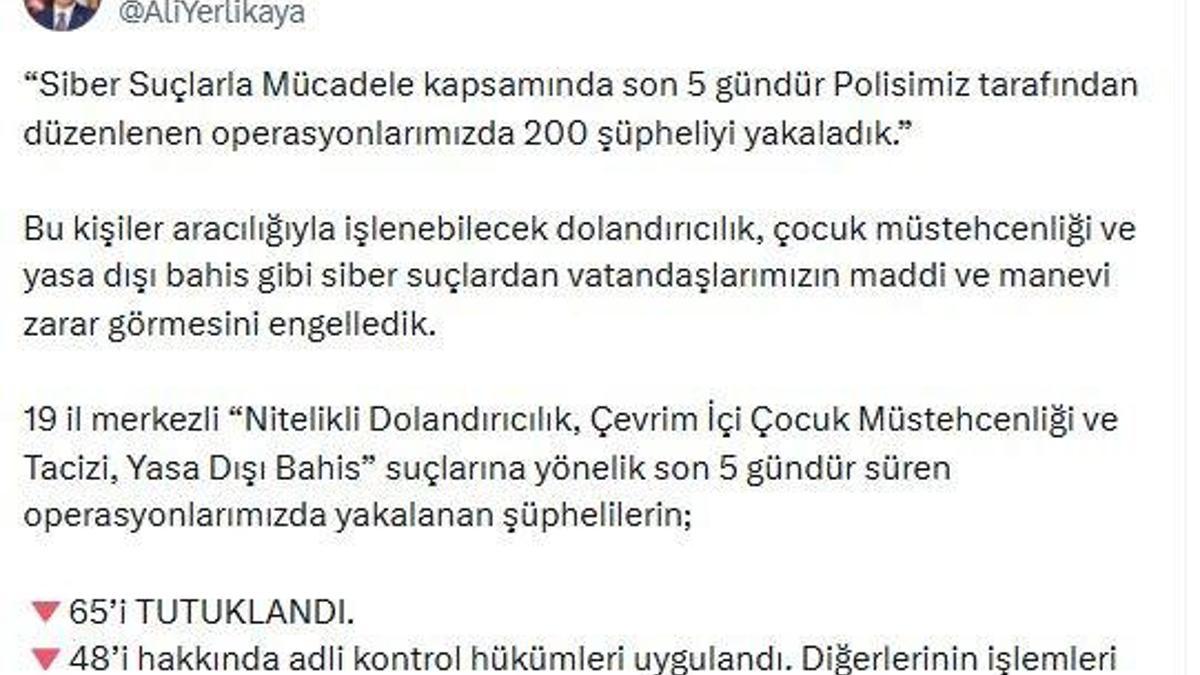 19 ilde siber suç operasyonu: 200 gözaltı