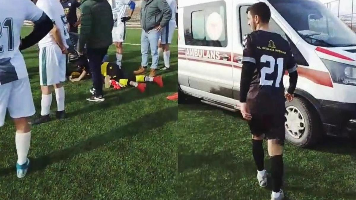 Dili boğazına kaçan kaleci, polisin müdahalesi ile kurtuldu