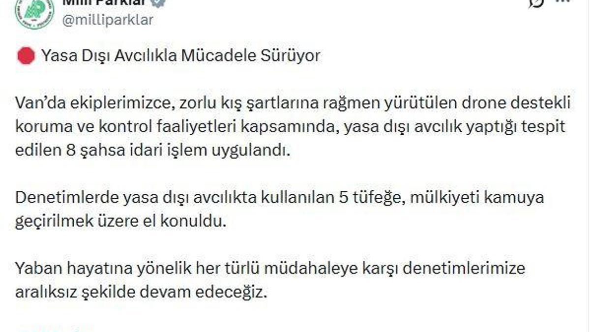 Van'da yasa dışı avcılık denetimi; 8 kişiye işlem yapıldı