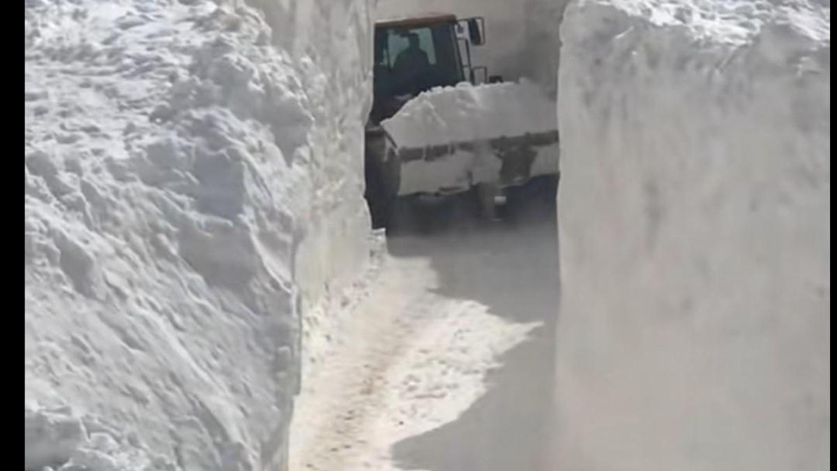 Vanda çığ düşen mahalle yolunda karla mücadele sürüyor