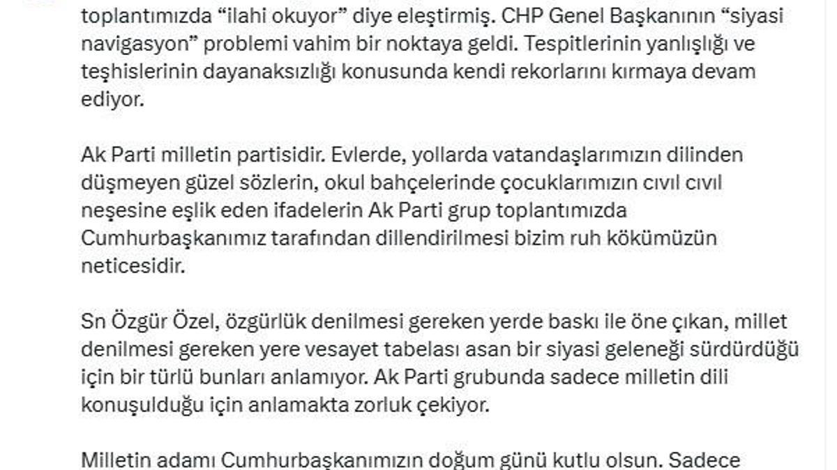 AK Parti'li Çelik: CHP Genel Başkanı'nın 'siyasi navigasyon' problemi vahim noktaya geldi