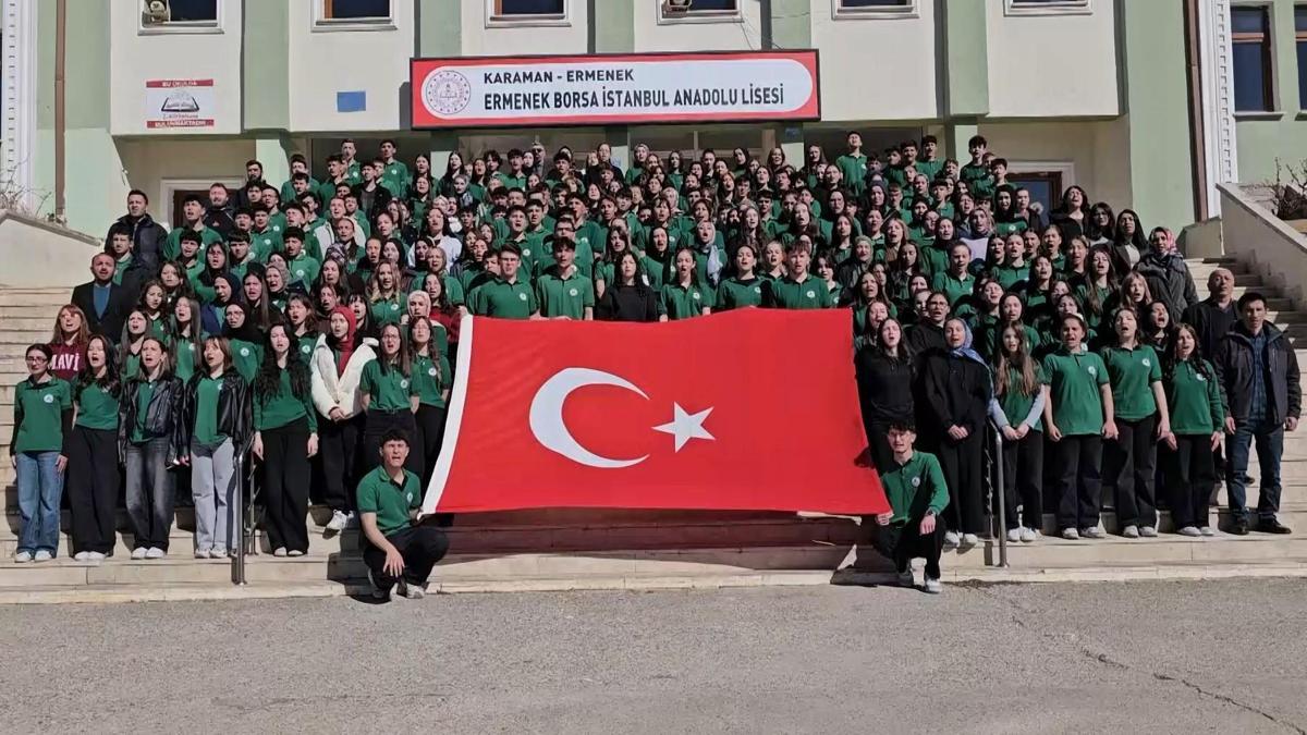 Karaman'da öğrencilerden, 7'den 70'e İstiklal Marşı klibi