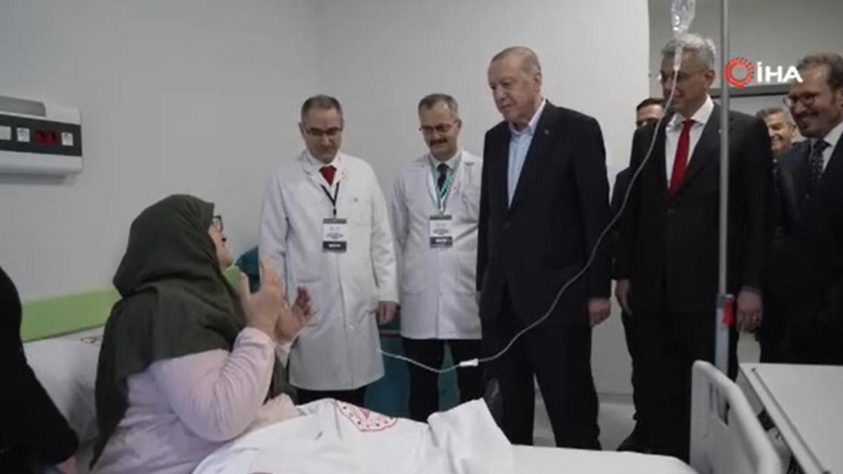 Cumhurbaşkanı Erdoğan, Tenzile Erdoğan Devlet Hastanesi'nde hastaları ziyaret etti
