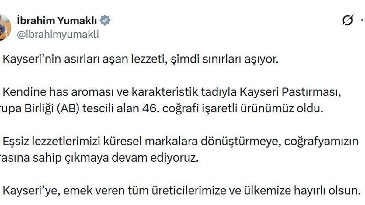 Kayseri pastırmasına AB'den coğrafi işaret tescili