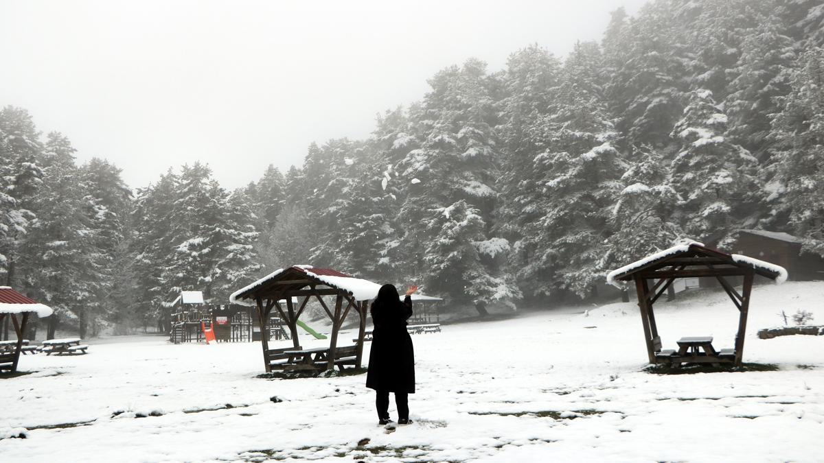 Abant, beyaz örtüyle kaplandı