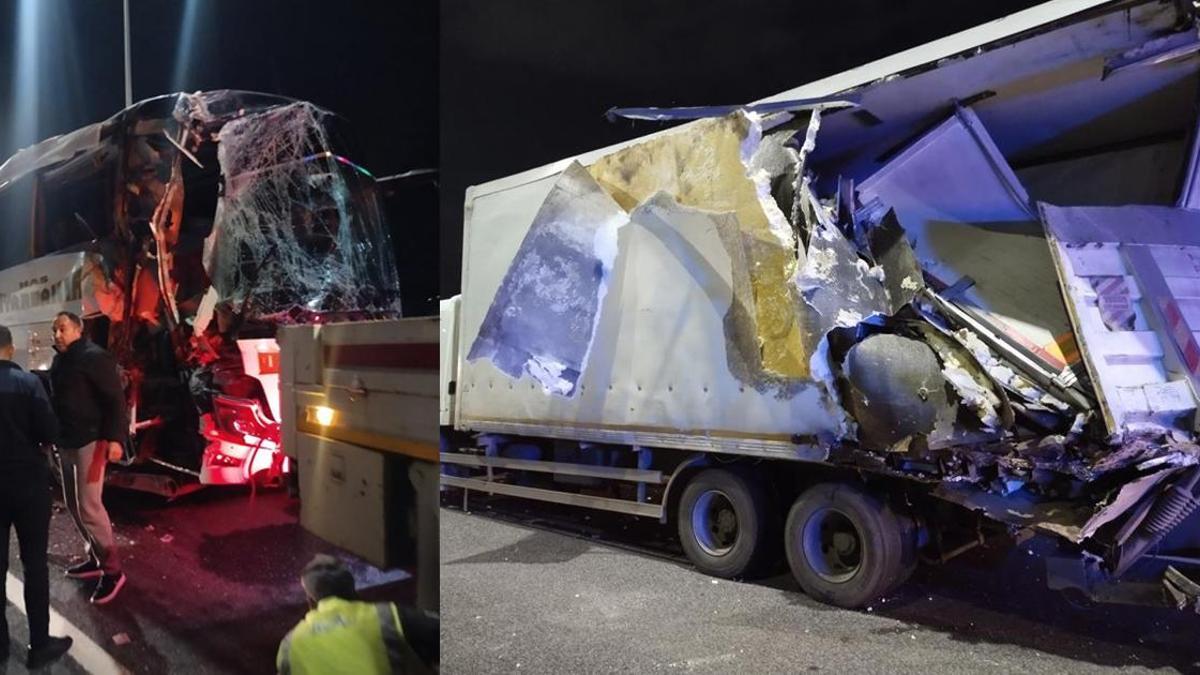 Kuzey Marmara Otoyolu'nda feci kaza! Yolcu otobüsü ile TIR çarpıştı: 10 yaralı