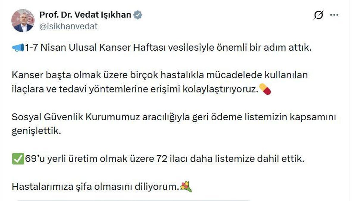 72 ilaç geri ödeme listesine alındı