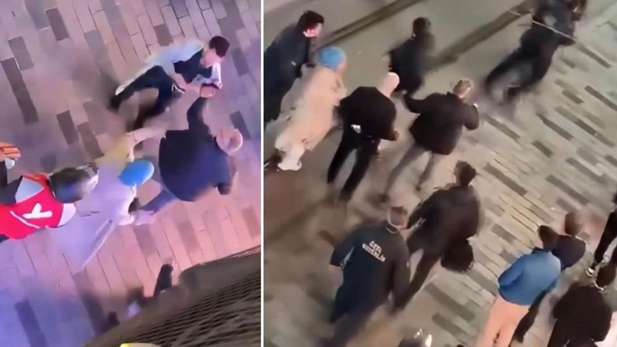 O anlar kamerada: Taksim'de tekme tokat kavga!