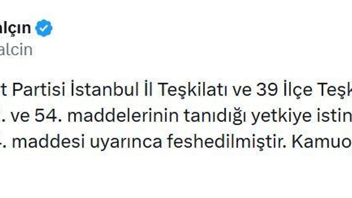 MHP, İstanbul Teşkilatını feshetti