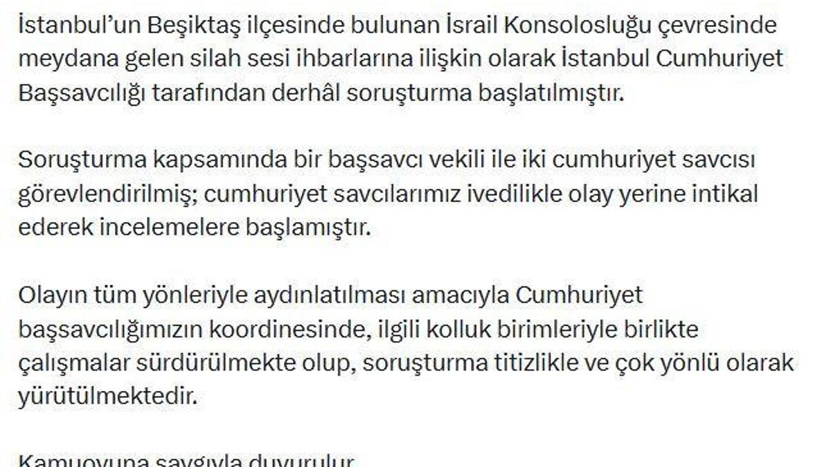 Bakan Gürlek: İstanbul'daki olaya ilişkin 1 başsavcı vekili ile 2 Cumhuriyet savcısı görevlendirildi
