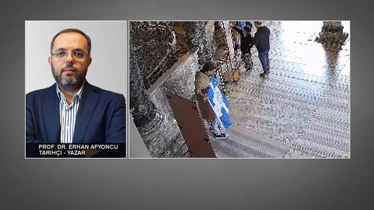 Ayasofya'da Yunan provokasyonu! Afyoncu: Açtıkları bayrak, 1821 isyanındaki bayrak