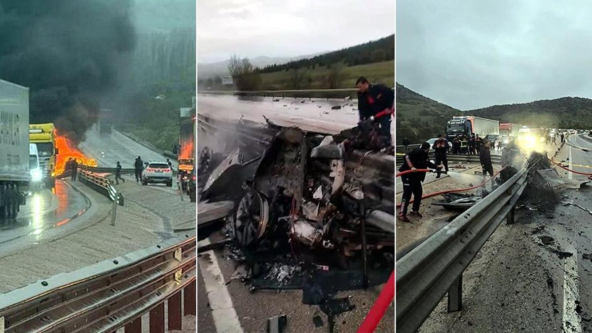 Bariyere çarpan otomobil alev alıp, yandı: 1 ölü, 1 yaralı