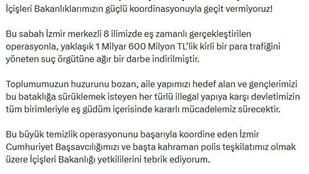 İzmir merkezli 8 ilde suç örgütü operasyonu